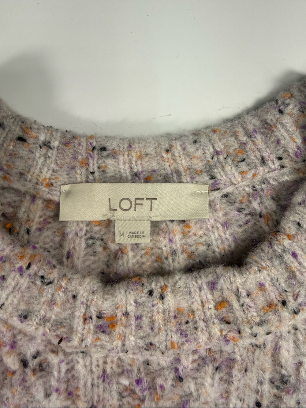 LOFT Soft Wool Blend Flecked Cream Crewneck Sweater - Picture 5 of 7